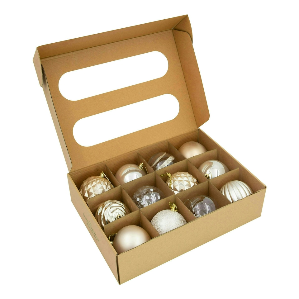 image 1 of 12PK Shatterproof Large Baubles Gold