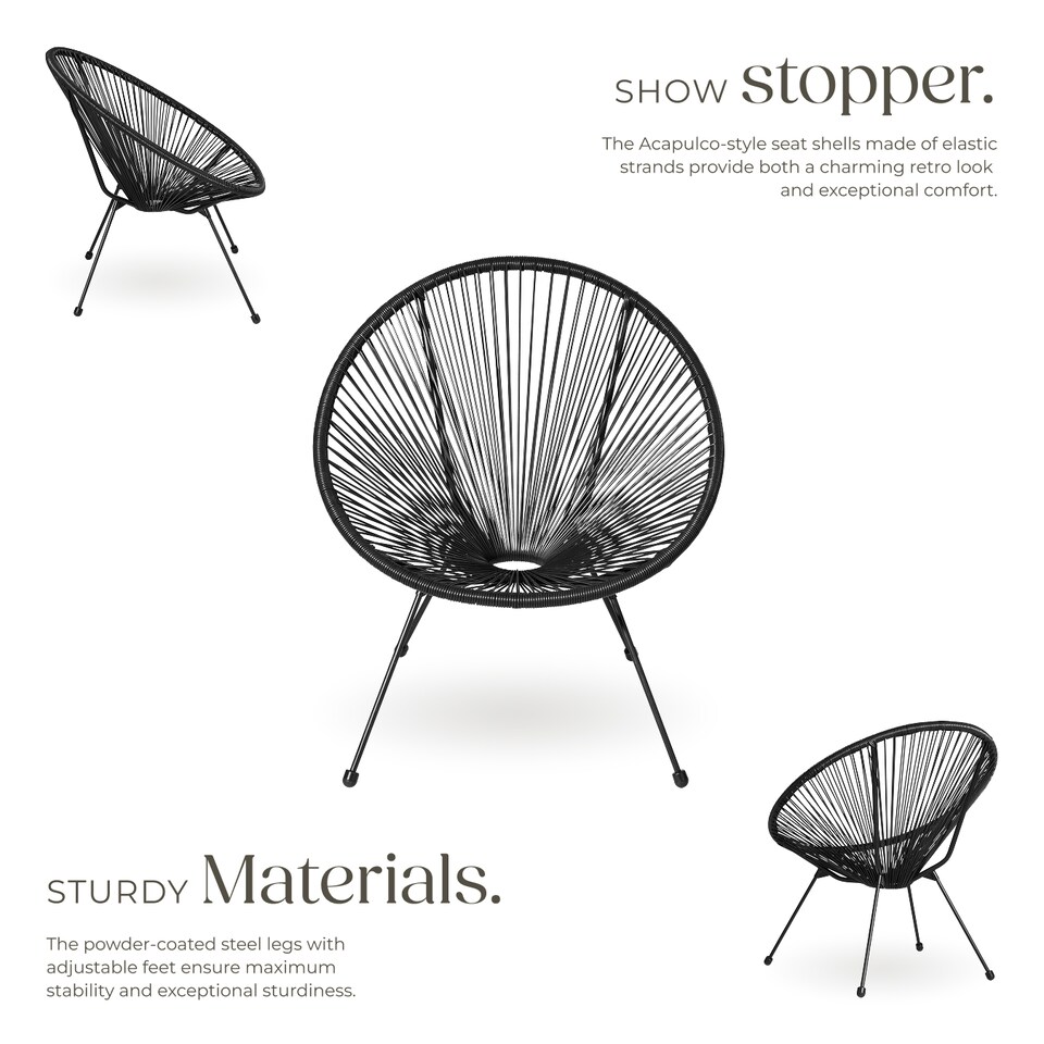 image 1 of Garden chairs in retro design set of 2 | Black | black | 1