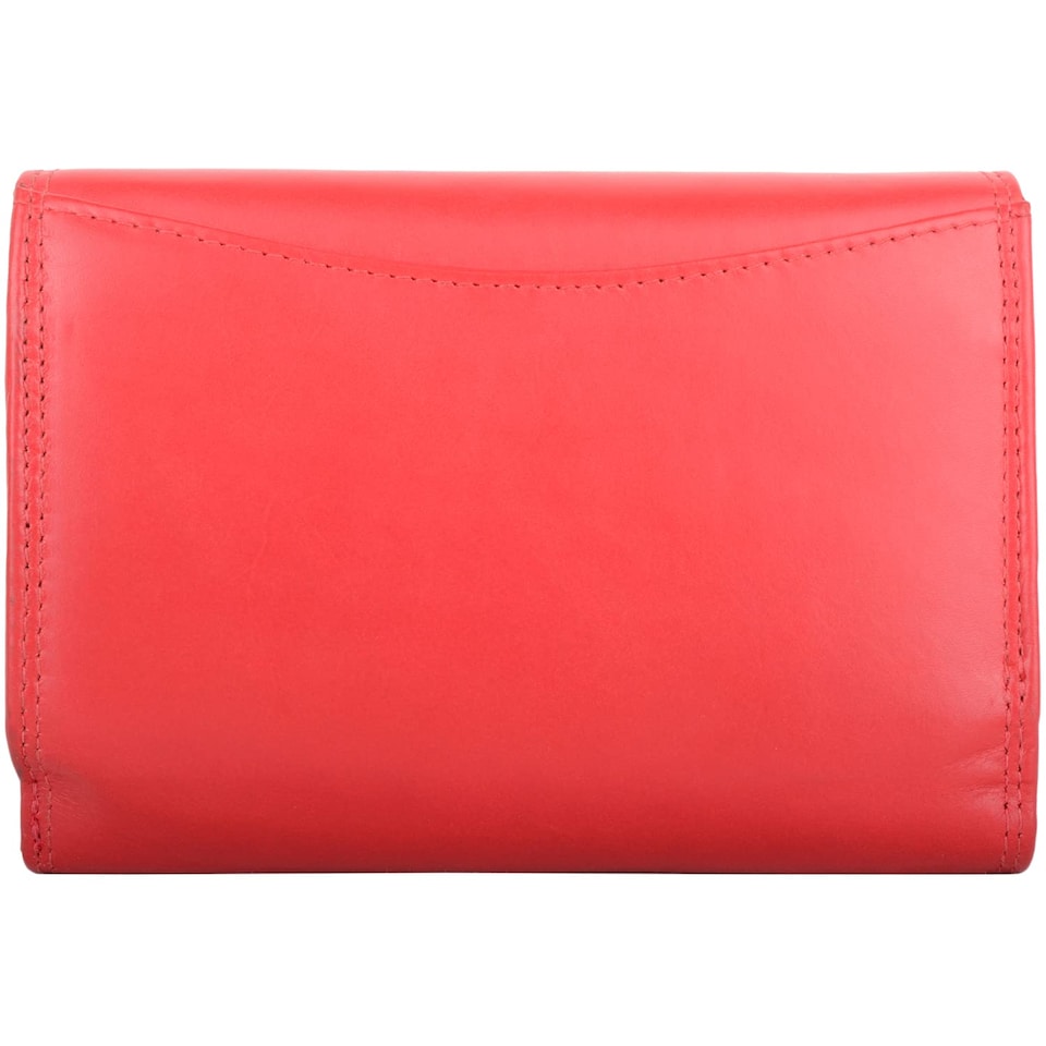 image 1 of London Leathergoods Womens Tri Fold Money Holder Magnetic Flap Purse Wallet | Red | Red