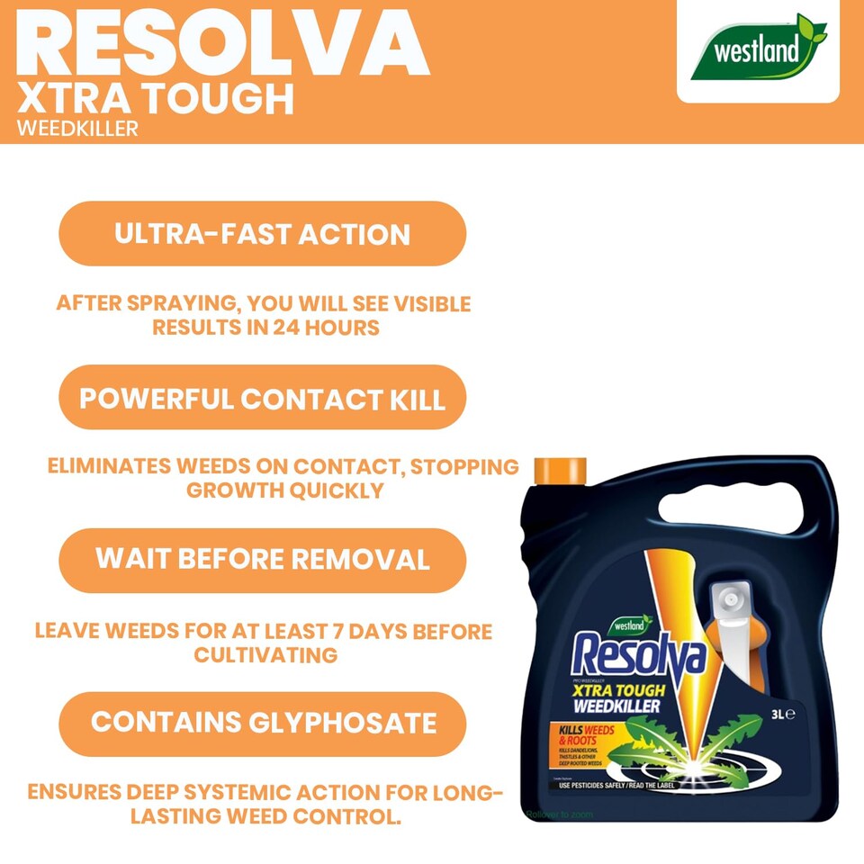 image 1 of Resolva Pro Xtra Tough Weed Killer 3L Ready to Use Fast-Acting Herbicide for Weeds Brambles & Tough Vegetation Visible Results in Hours | Yellow