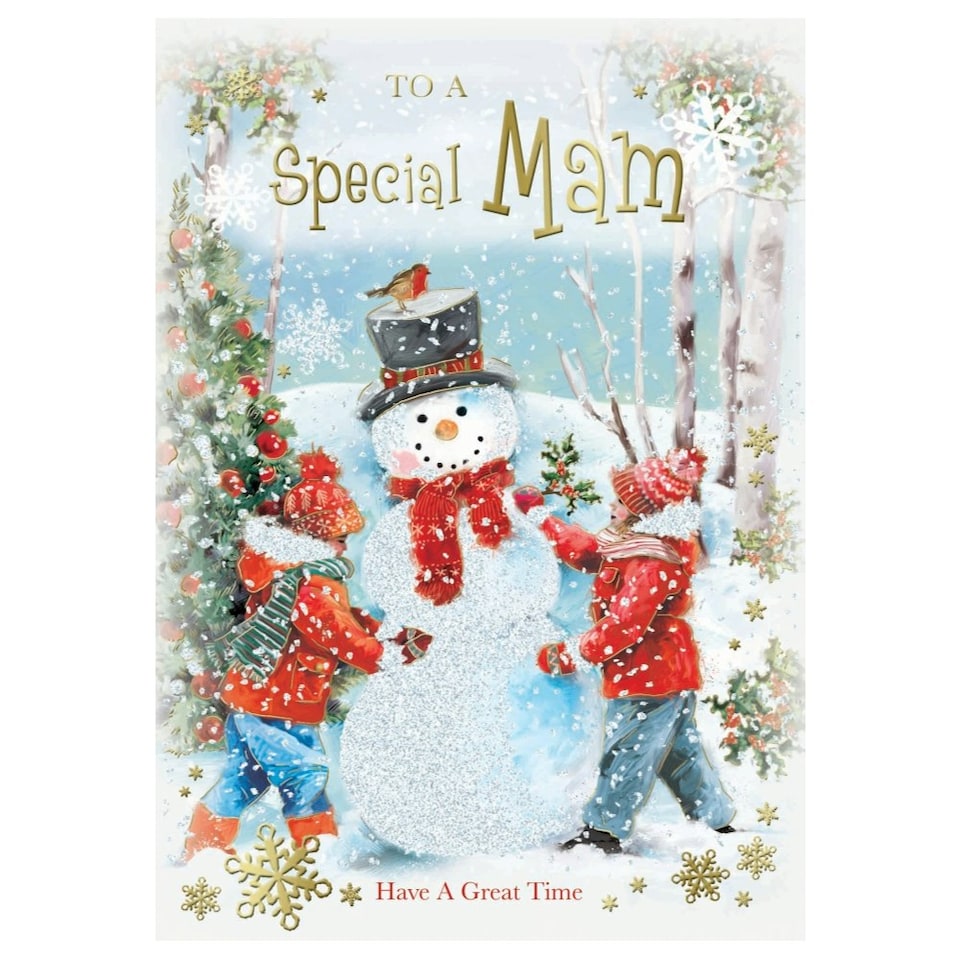 To a Special Mam Snowman Design Christmas Card