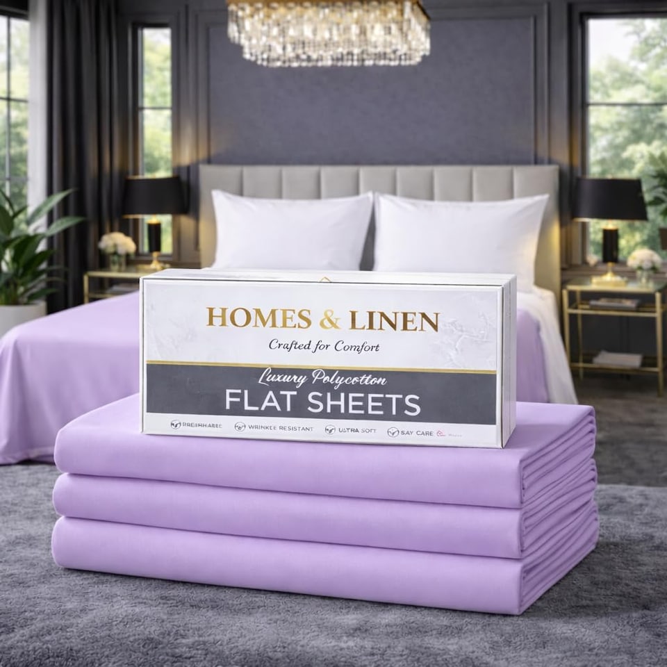 image 1 of HOMES-LINEN Polycotton Flat Sheet Easy Care Bed Sheet