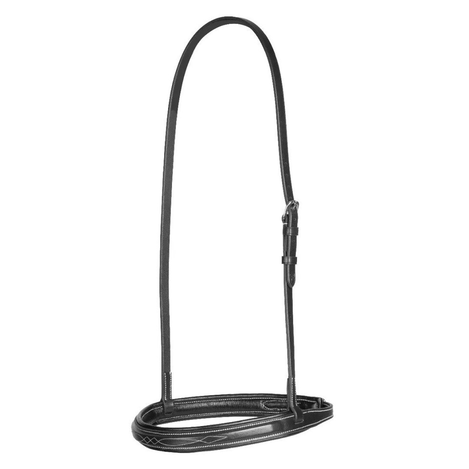 Salisbury Fairford Leather Horse Noseband - Black - Small Pony