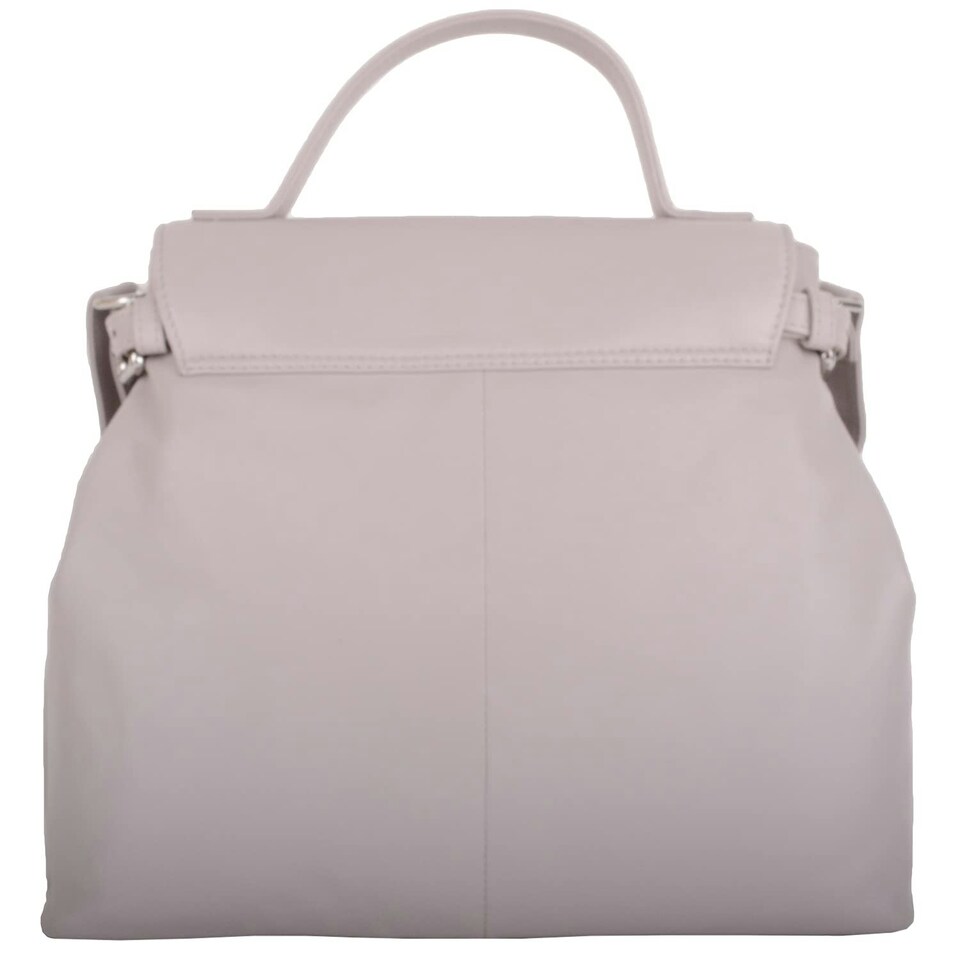 image 1 of Premium Soft Genuine Leather Top Handle Cross Body Shoulder Handbag Cream | Ivory/Tan
