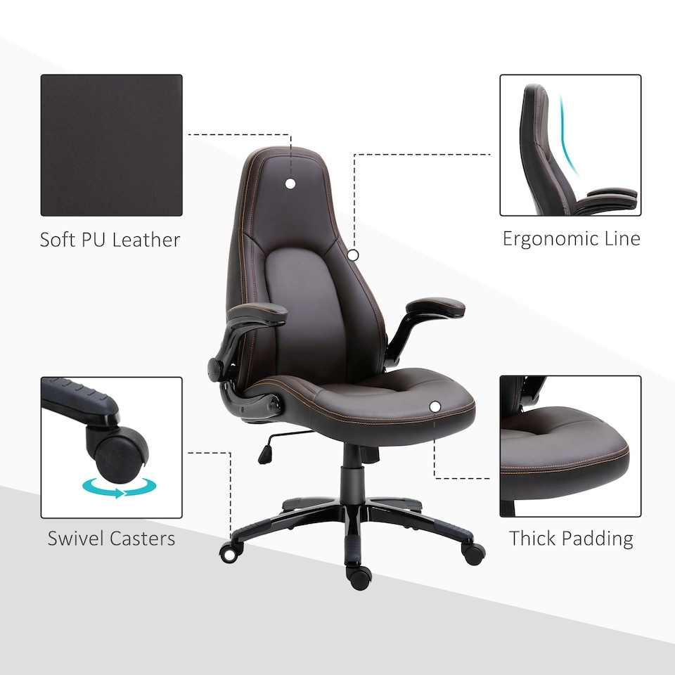 image 1 of Vinsetto High Back Office Chair Adjustable Height Swivel Chair w/ Tilt Function