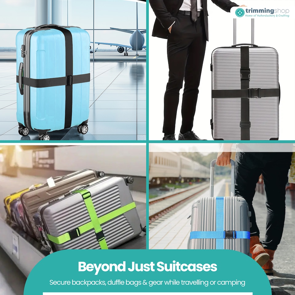 image 1 of Strong Adjustable Luggage Strap with Buckle - Pack of 4