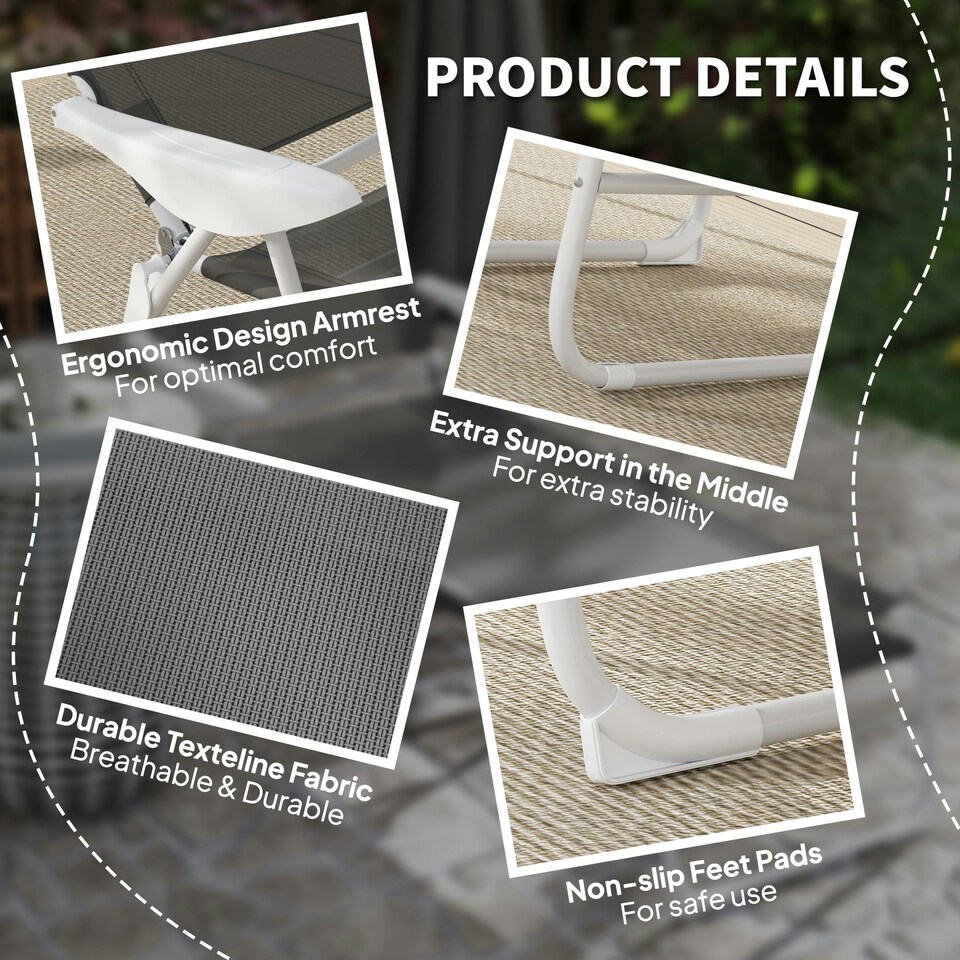 image 1 of Outsunny Folding Sun Lounger with 4-Level Backrest & Headrest, Charcoal Grey