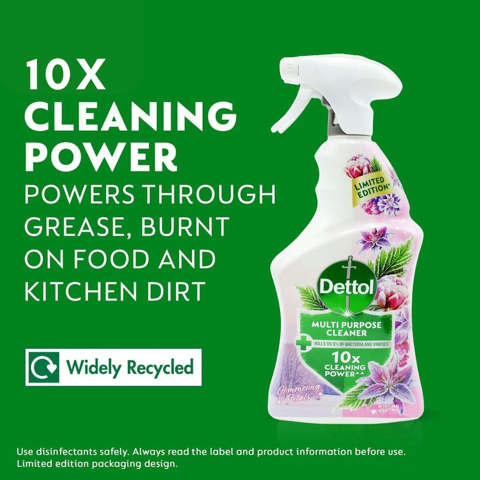 image 1 of Dettol Multipurpose Cleaner Glimmering Petals Spray Kitchen Grease Remover 750ml