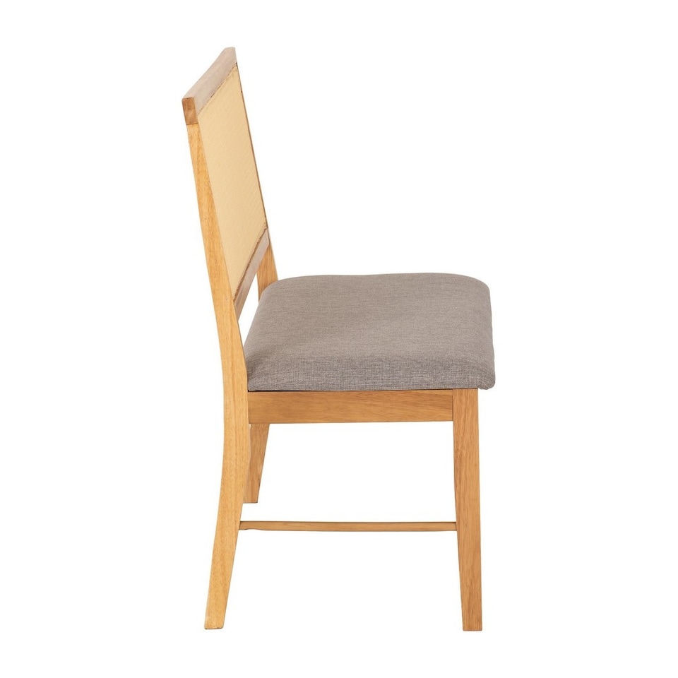 image 1 of Ellis Indoor Dining Bench - L52 x W89 x H92.5 cm - Oak Effect - Grey Fabric