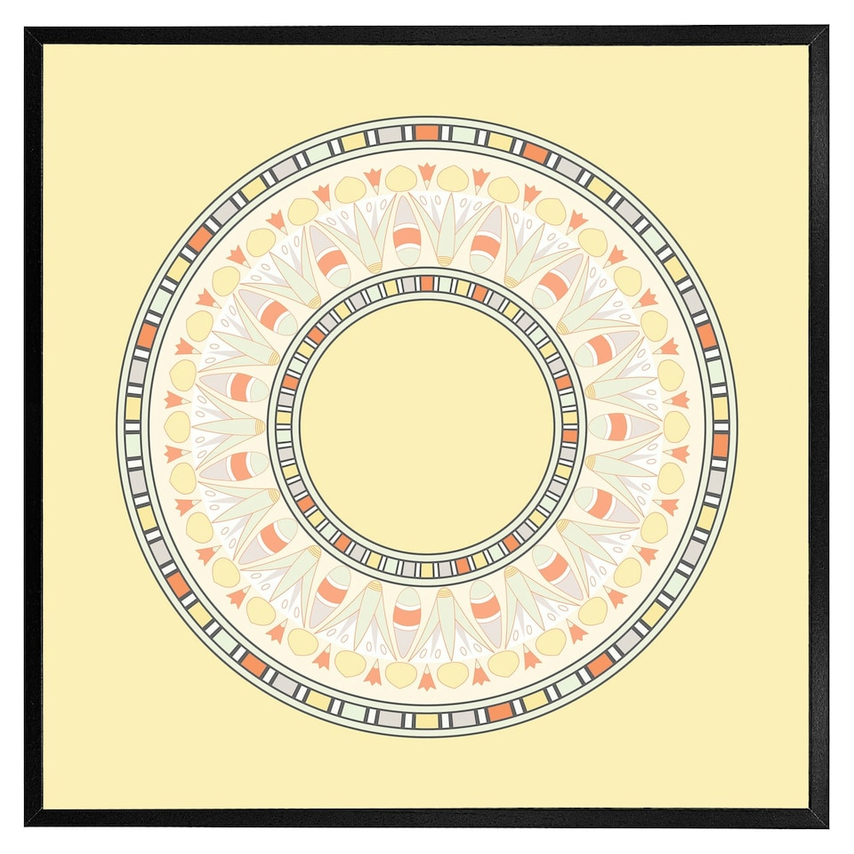 image 1 of Yellow circle ornament. round frame (Picture Frame) Brown | Oak | XS