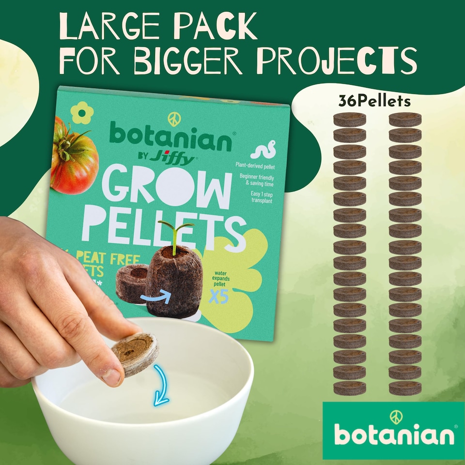 image 1 of Jiffy Botanian 36 Peat Free Coir Seed Pellets 36mm Biodegradable Plant Starter Plugs for Seeds Cuttings Herbs Flowers Veg