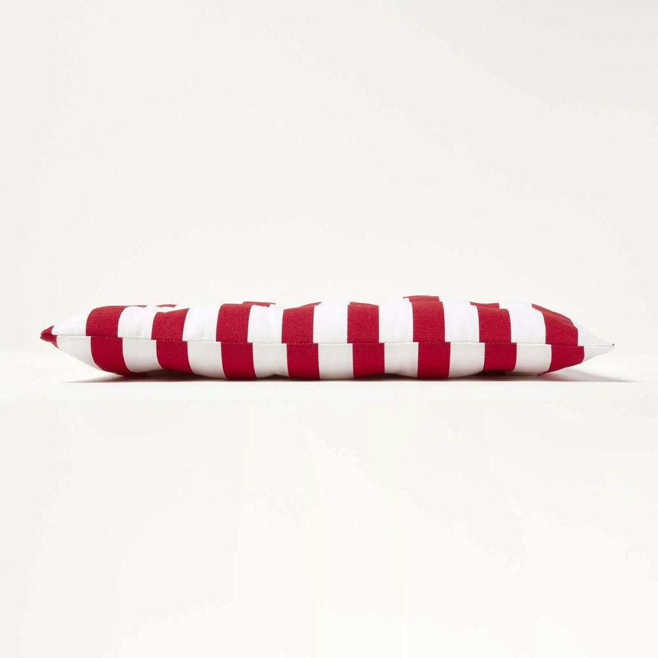 image 1 of Homescapes Seat Pad Luxury Cotton Stripe Indoor Outdoor Garden Dining Cushion | Red | 40 x 40 cm | 1