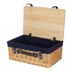 image 1 of 36cm Buff Navy Lined Willow Empty Picnic Basket with Pinewood Lid | Brown | Navy Blue | S | 1