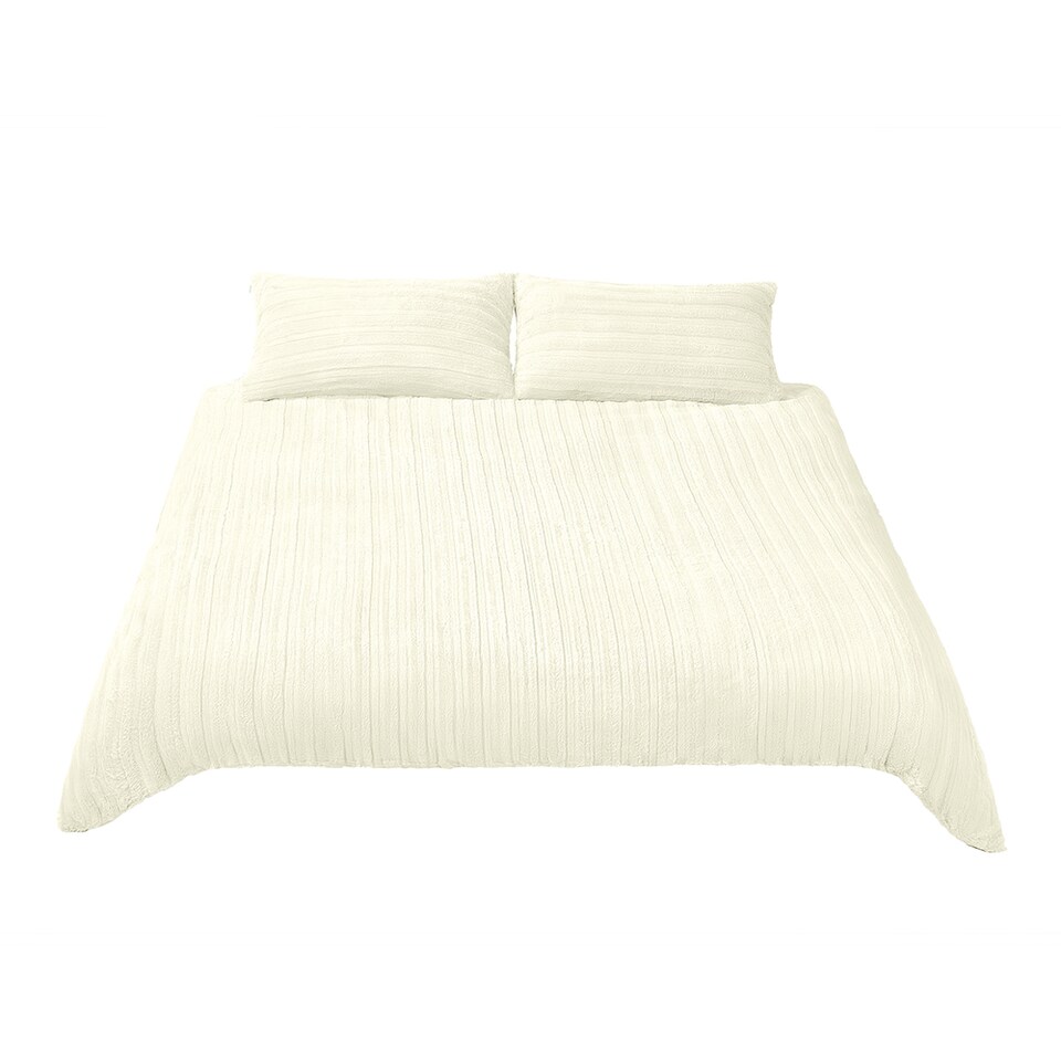 image 1 of Living and Home 3Pcs Duvet Cover and Pillowcases Bedding Set, King- Off White | White | King