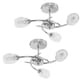 image 2 of ValueLights Pair Of Modern Chrome 3 Way Ceiling Lights With Frosted Glass Shades | Chrome