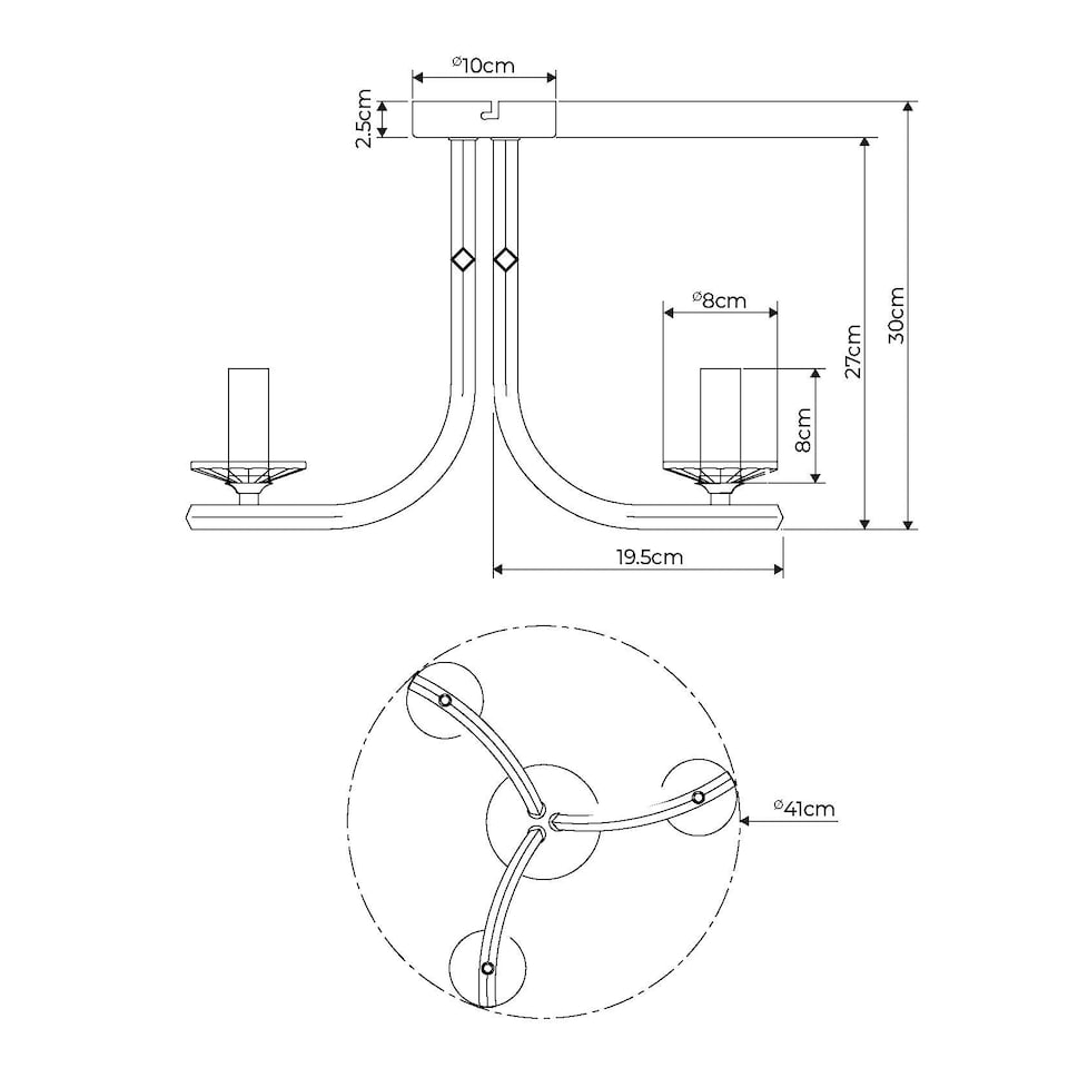 image 1 of Morden Polished Chrome Semi-Flush Ceiling Light