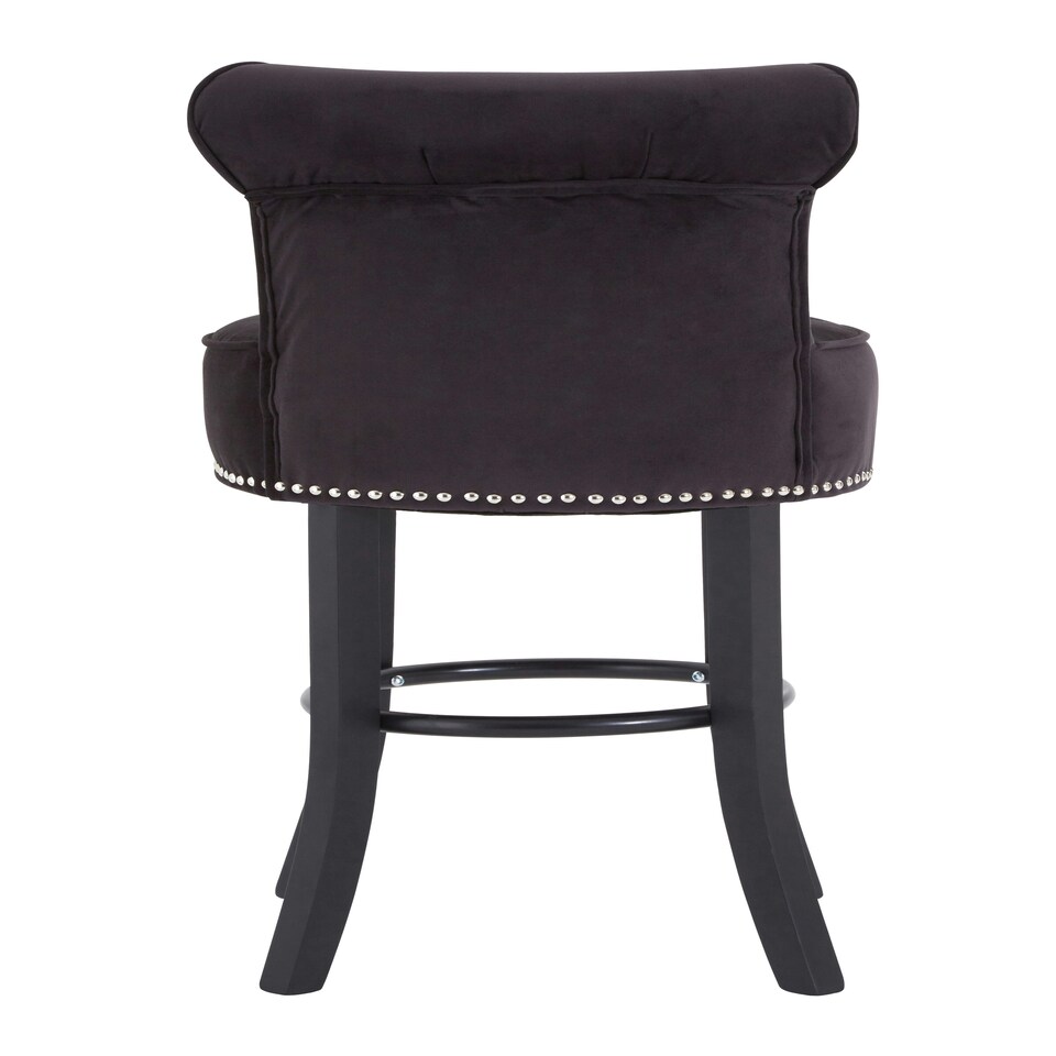 image 1 of Interiors by Premier Black Velvet Bar Chair, Comfortable Seating Breakfast Bar Chair, Footrest Living Bar Chair Kitchen