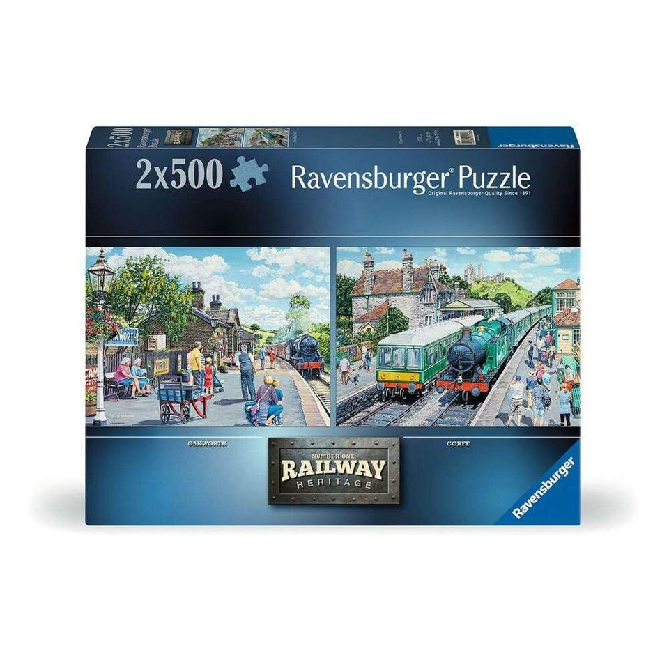 image 1 of Ravensburger Railway Heritage No.1 Corfe Station & Oakworth Station 2x 500 Piece Jigsaw Puzzle