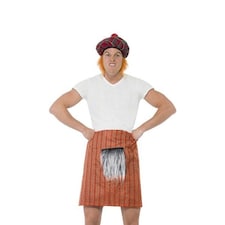 Red Tartan Kilt One Size Instant Fancy Dress Kit