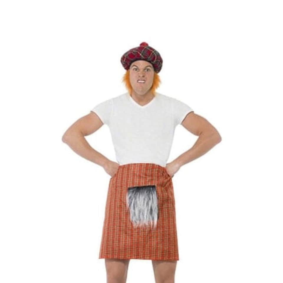 Red Tartan Kilt One Size Instant Fancy Dress Kit