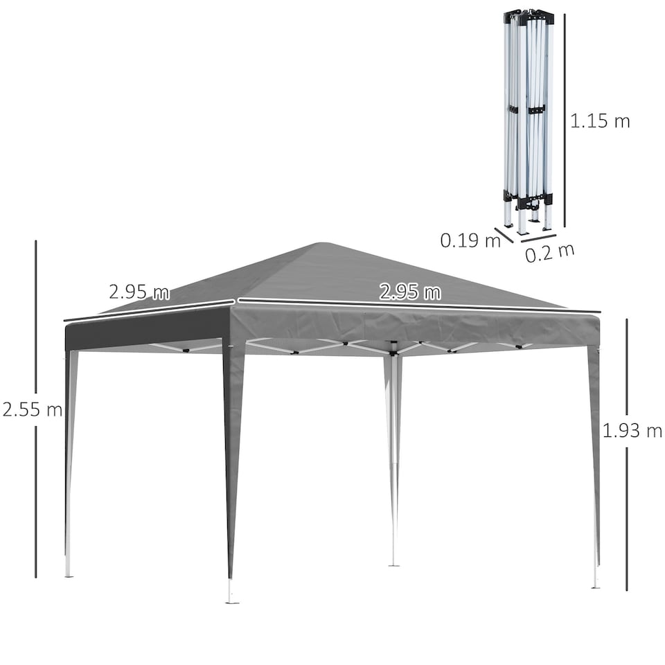 image 1 of Outsunny 3 x 3 m Garden Pop Up Gazebo Marquee Party Tent Wedding Canopy Grey