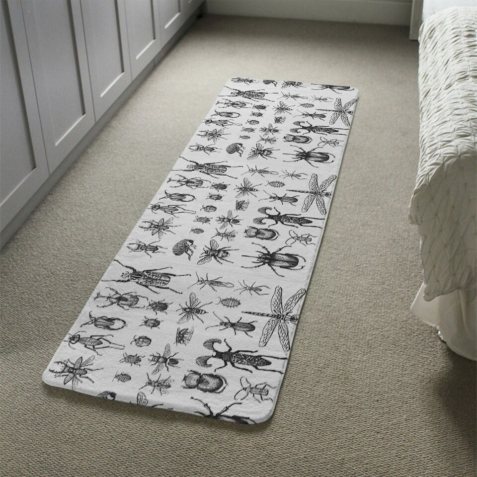 image 1 of big set of insects bugs beetles and bees, fleas many species in vintage old hand drawn style Designer (Runner Rug)