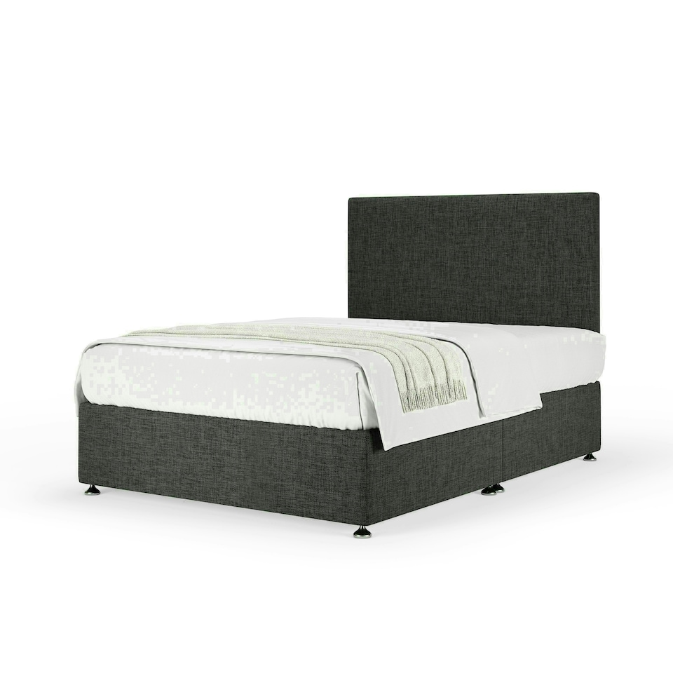 Charcoal Linen No Drawer Divan Base and Valencia Headboard Single