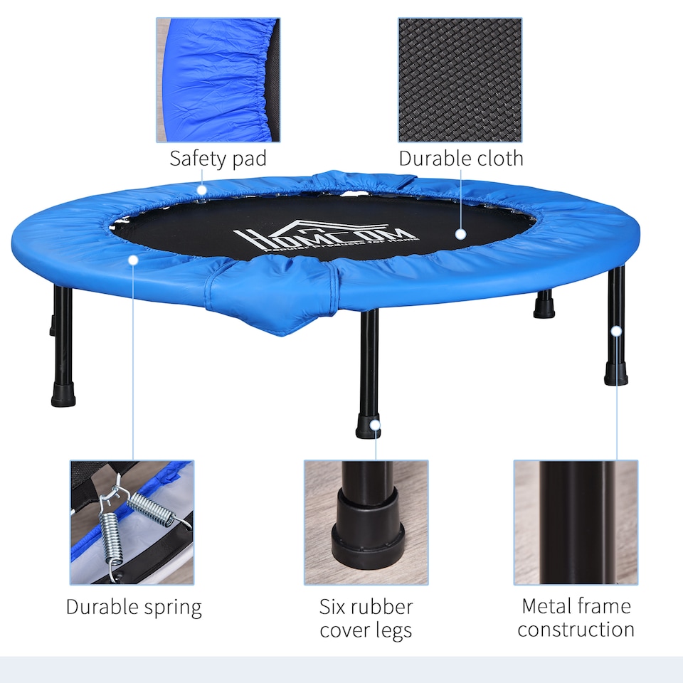 image 1 of HOMCOM Dia. 101cm Fitness Trampoline Exercise, Max Load 100 KG, Blue Black