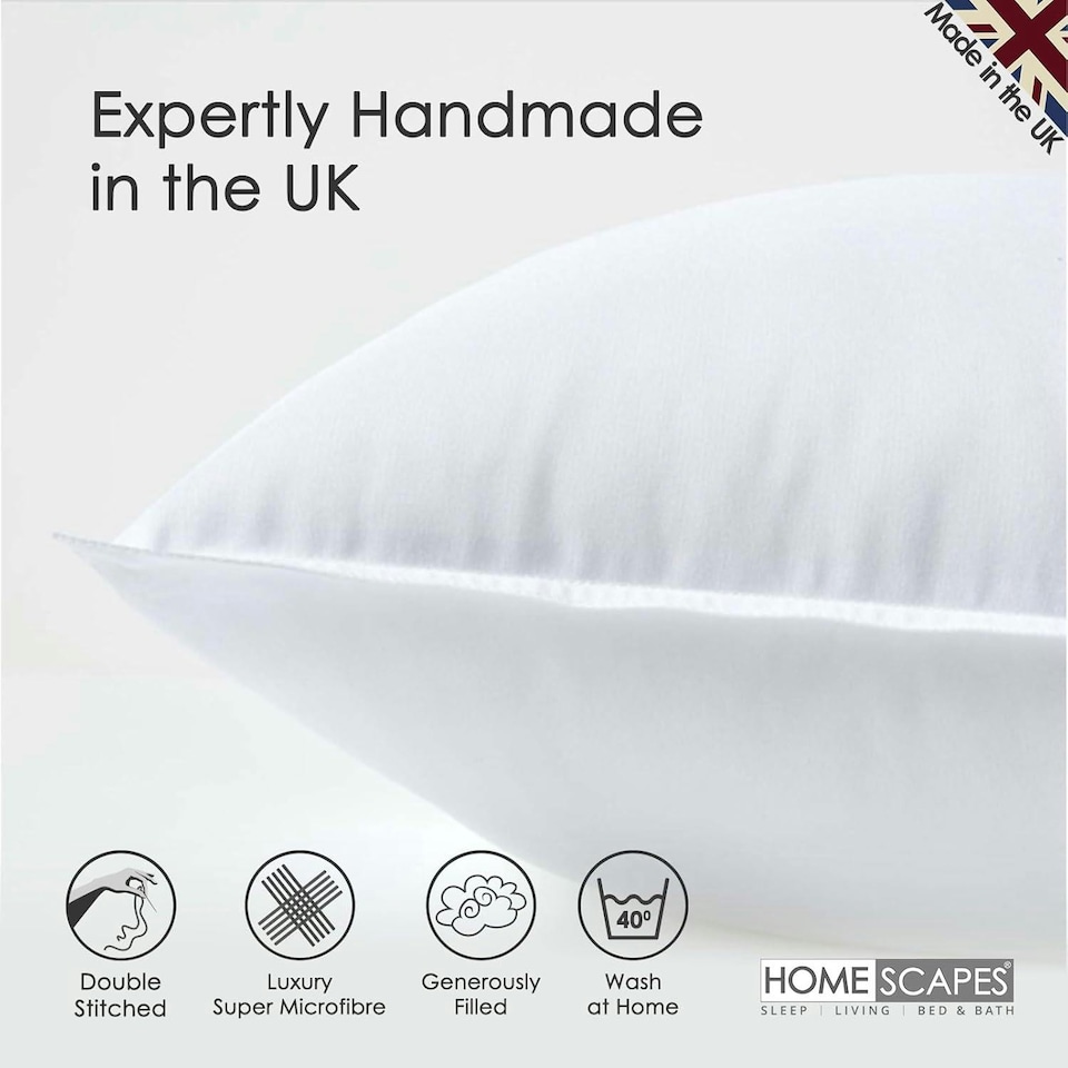 image 1 of Homescapes Luxury Super Microfibre Cushion Pad Insert Inner 30 x 30 cm (12 x 12 inches) | White | 30 x 30 cm (12 x 12")