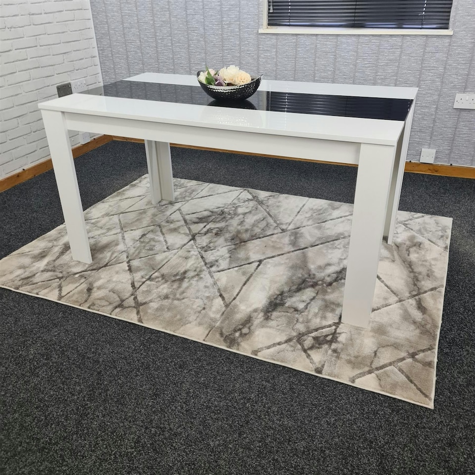 image 1 of Dining Table Wood Kitchen Place for 6 Seats, Dining Table Only (White and Black H 75 x L 140 x W 80 cm) White