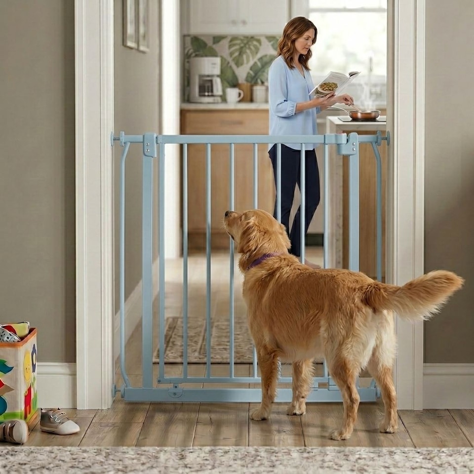 image 1 of Safetots Extra Tall Elite Safety Gate, 98cm - 107cm, Matt Grey, Extra Tall 96.8cm in Height, Pressure Fit Stair Gate, Baby Gate for Doors Hallways and Spaces, Safety Barrier, Easy Installation