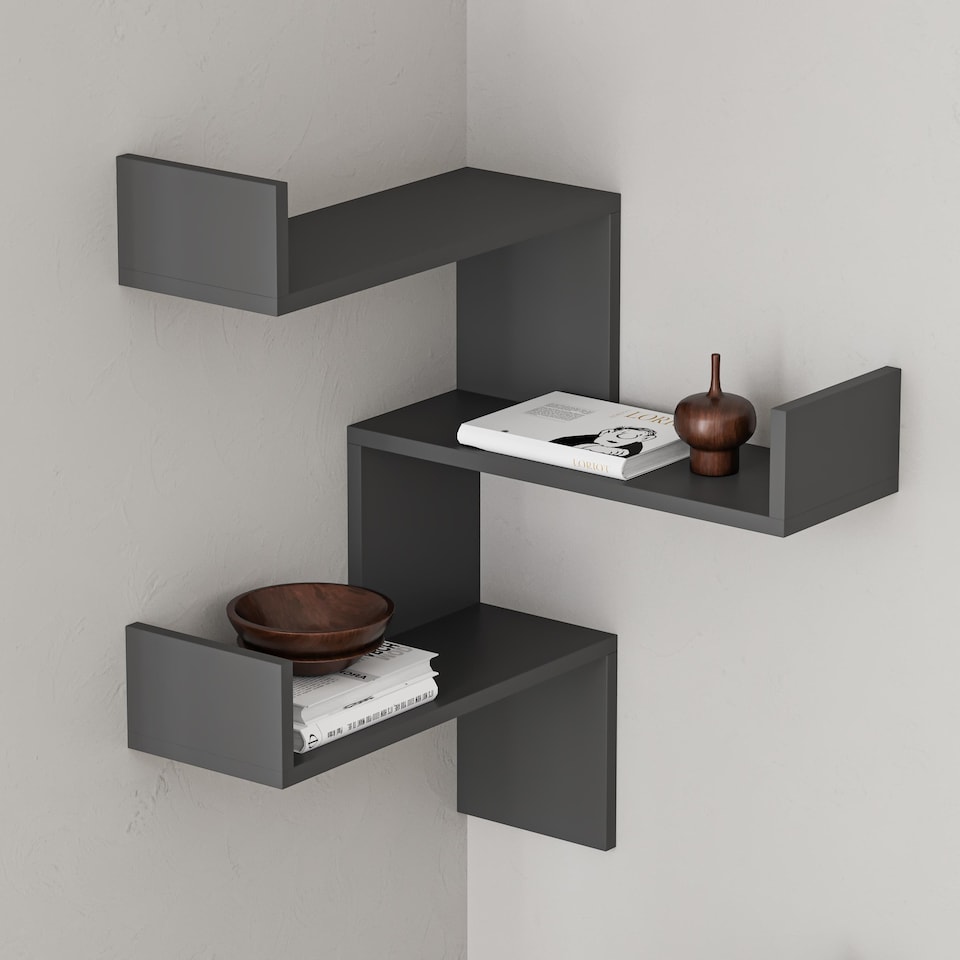 image 1 of Decortie Luksa Corner Wall Shelf 60x60x89cm Anthracite Grey