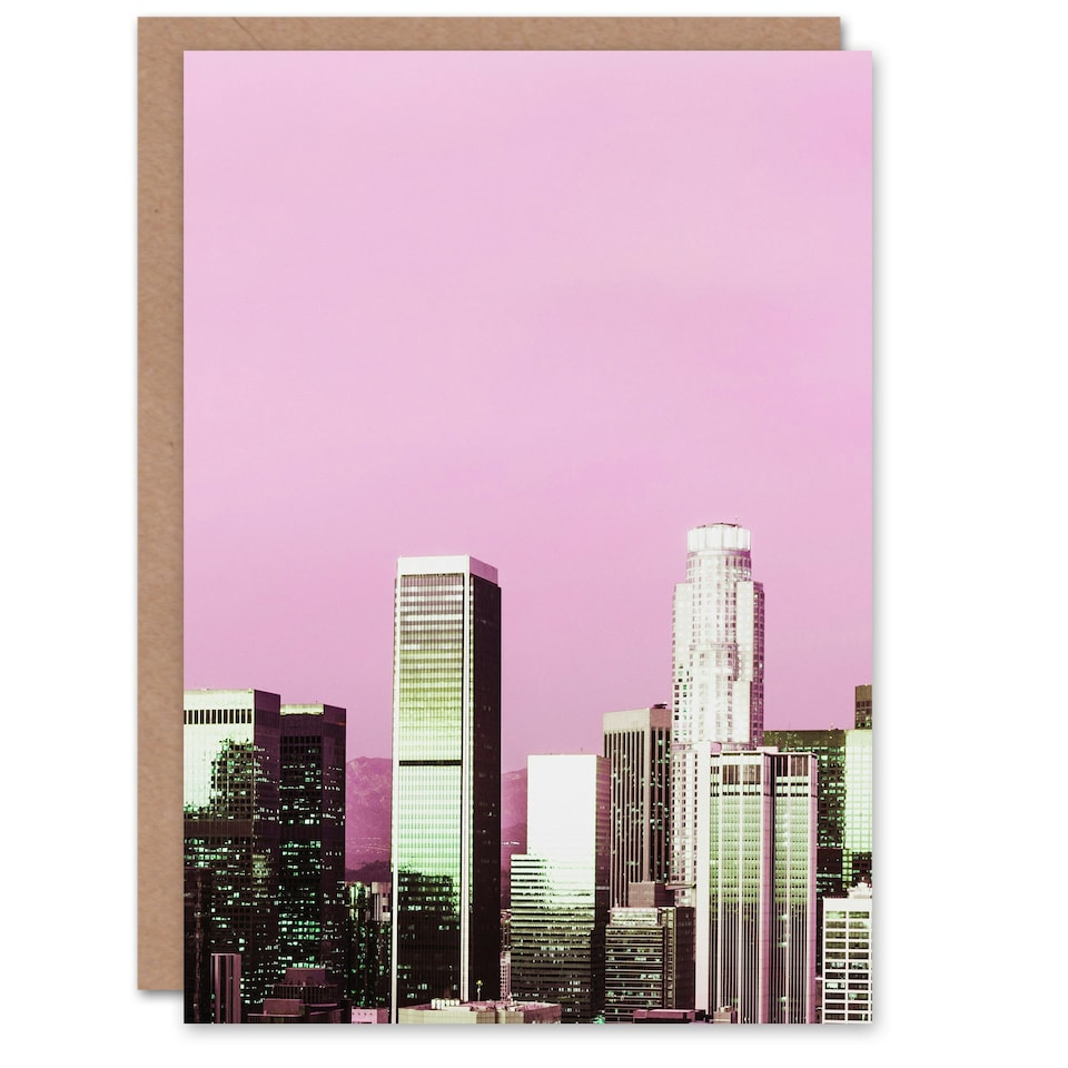 image 1 of Carol M Highsmith Art Card Los Angeles Pink Skyline Photograph