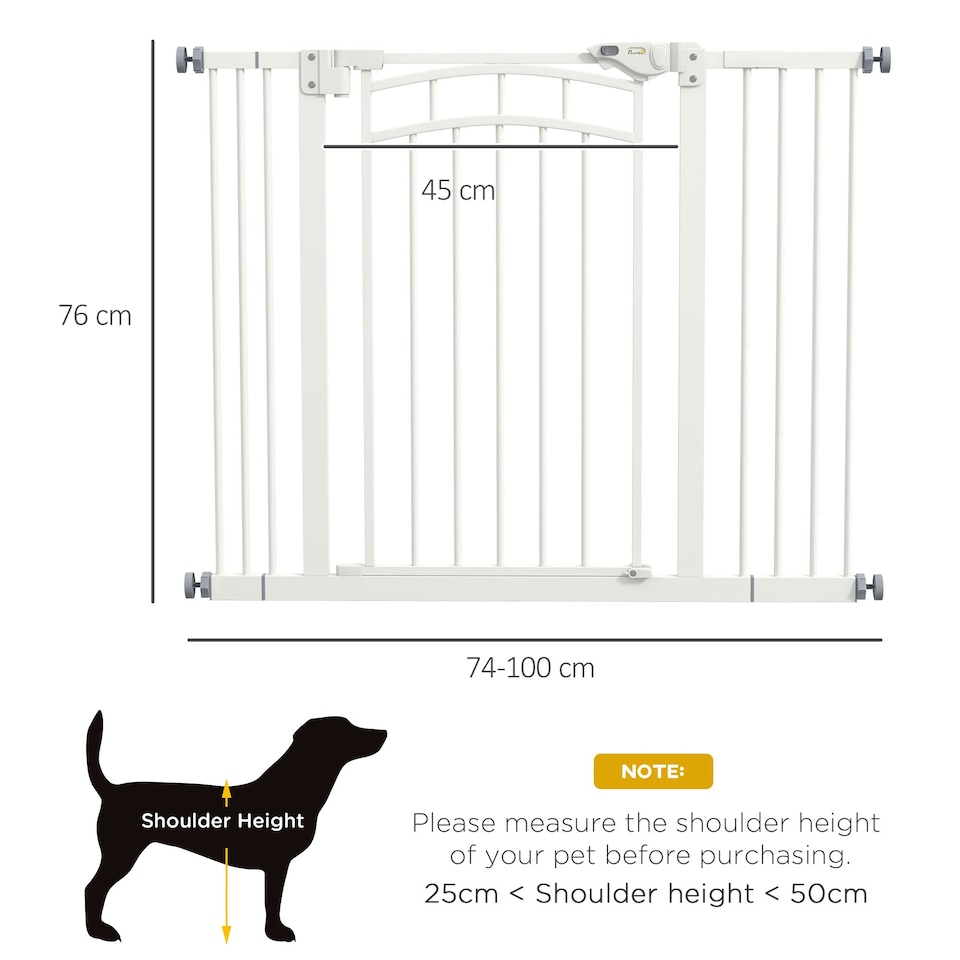 image 1 of Pressure Fit Safety Gate w/ Auto Closing Door, for Small Medium Dogs, 74-100cm