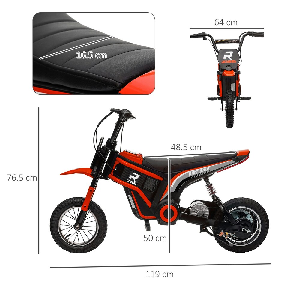 image 1 of HOMCOM 24V Kids Electric Motorbike with Twist Grip Throttle, Music, Horn - Red