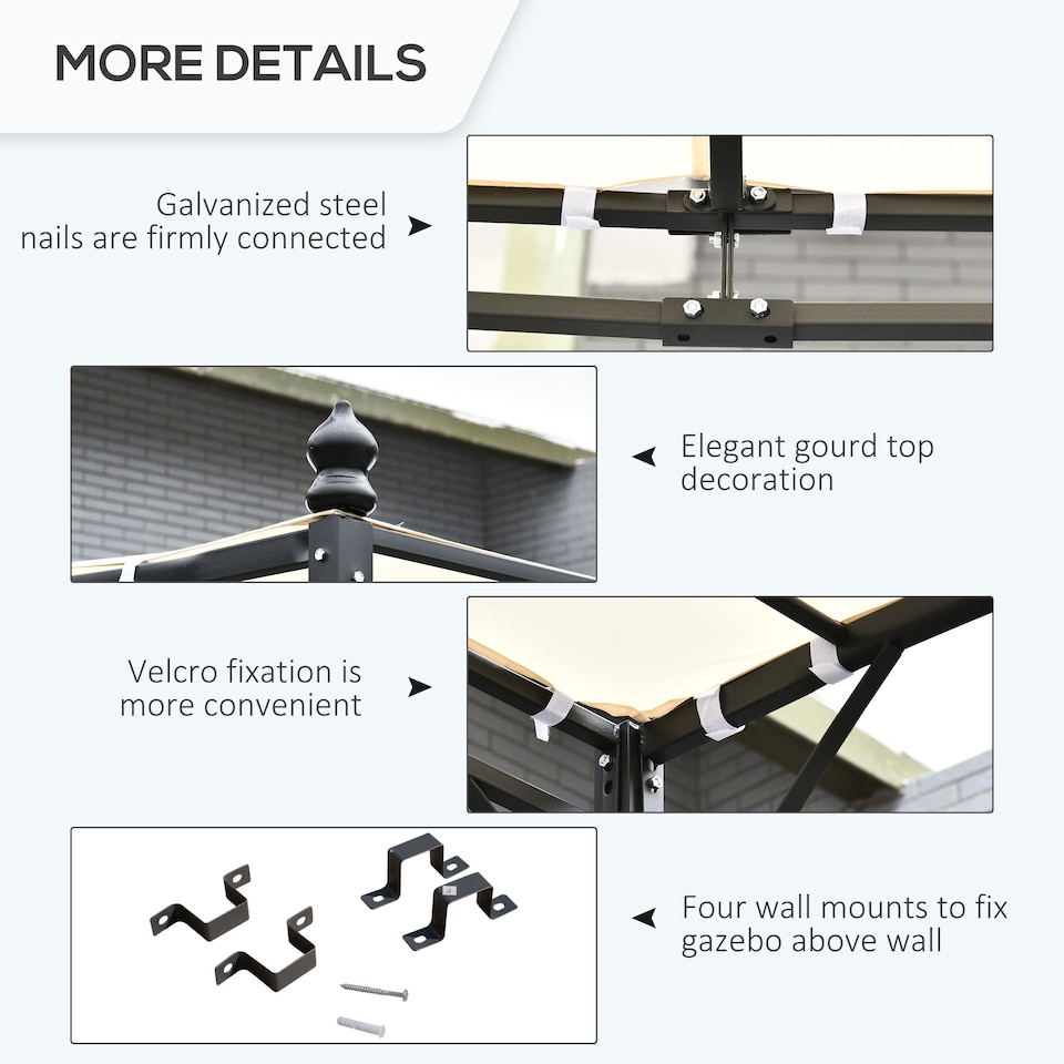 image 1 of Outsunny 4 x 3 Meters Canopy Metal Wall Gazebo Awning Garden Marquee Shelter Door Porch  Cream