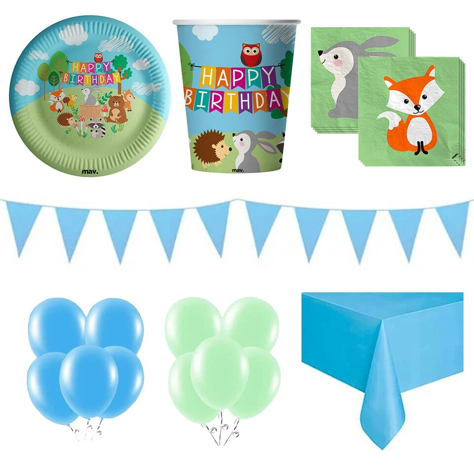 Woodland Animals Happy Birthday 16 Person Deluxe Party Pack