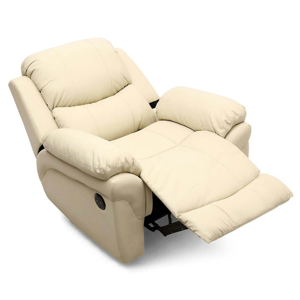 image 1 of Madison Electric Bonded Leather Automatic Recliner Home Lounge Chair (Cream)