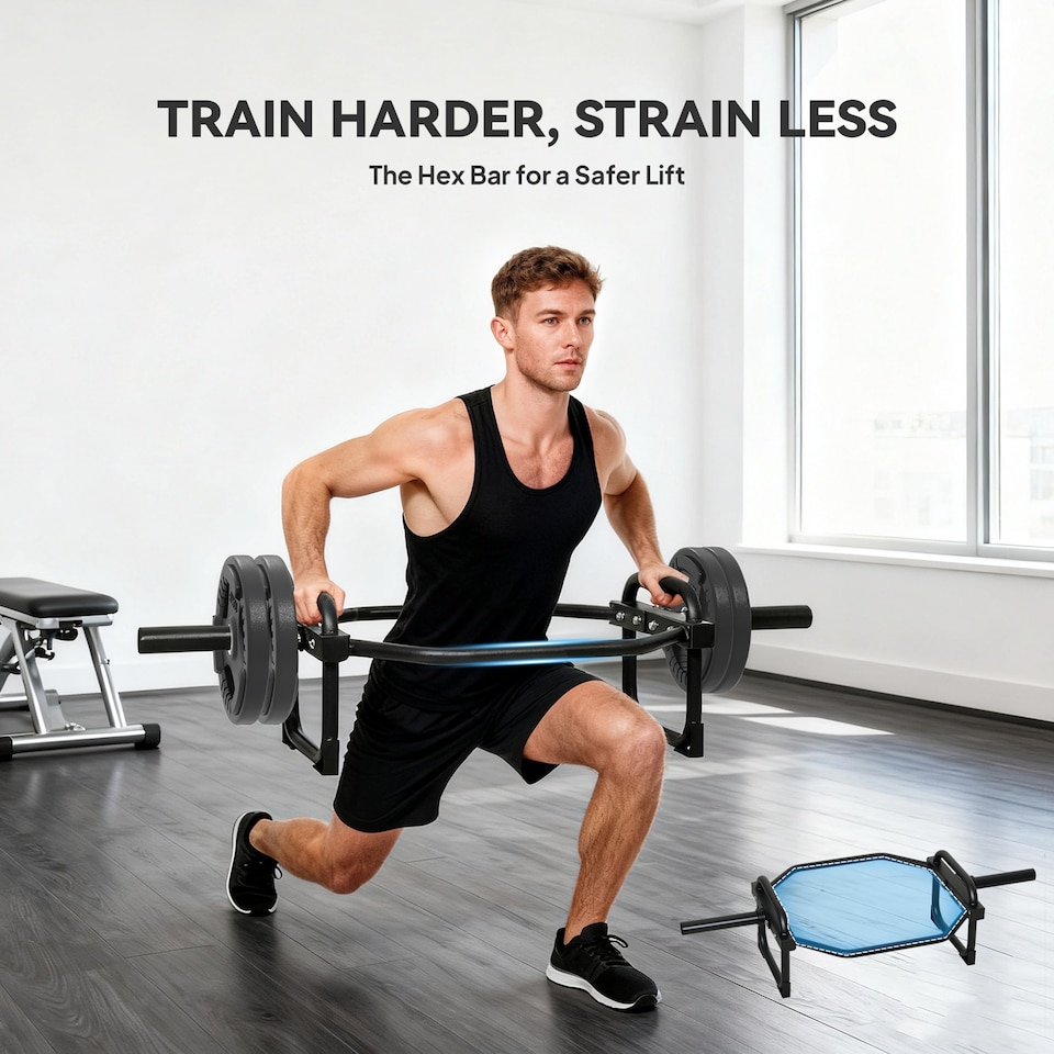 image 1 of SPORTNOW Olympic Trap Bar, 2" Hex Barbell Bar with 300kg Capacity