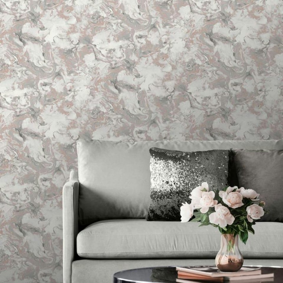 image 1 of Muriva Elixir Marble Wallpaper - Grey/Gold - 10m x 53cm | Multi