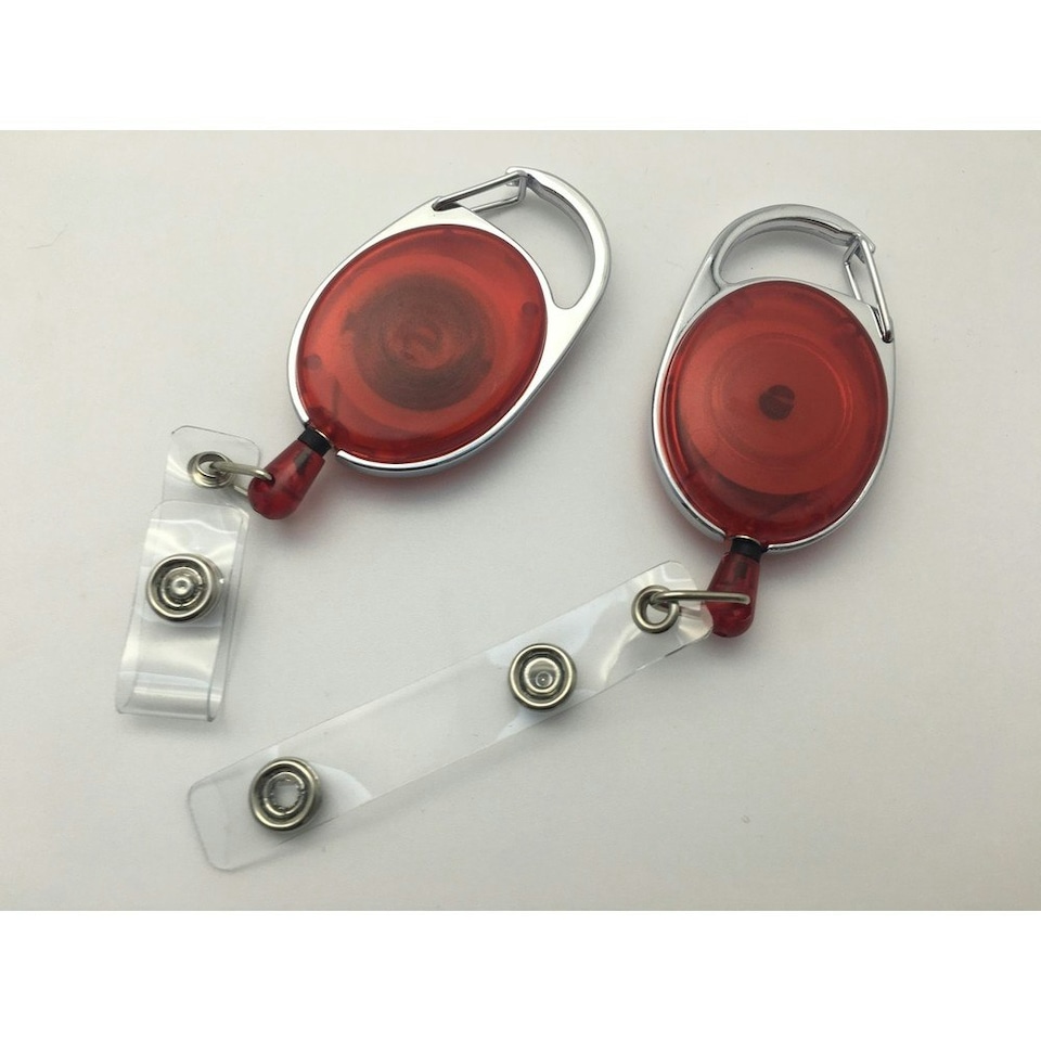image 1 of Red Key Reel ID Card Badge Holder