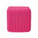 image 1 of Homescapes Hot Pink Cube Cotton Knitted Pouffe Footstool