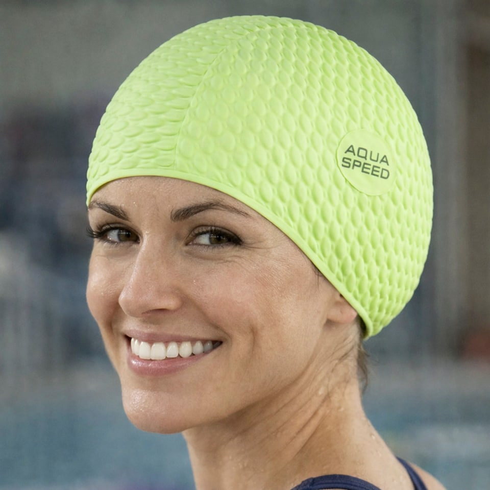 image 1 of Ladies Bombastic Swimming Cap | Long Hair Soft Latex Comfortable Fit Cap | Green | Lime | One Size | 1