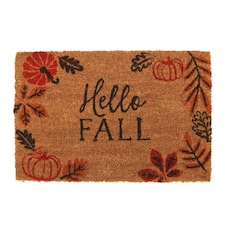 Something Different Hello Fall Pumpkin Leaves Door Mat - Natural/Orange - One Size