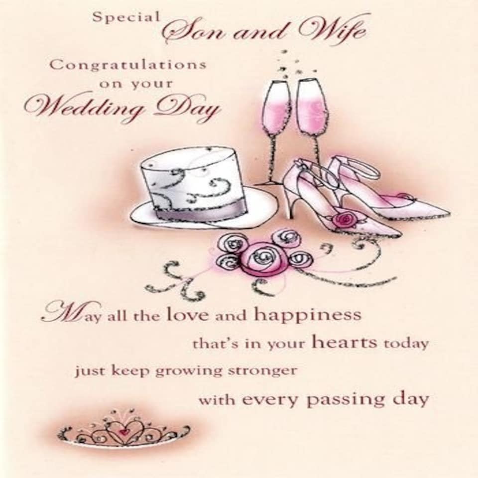 image 1 of Wedding Son & Wife - Shoes & Hat' - Wedding Day Greetings Card