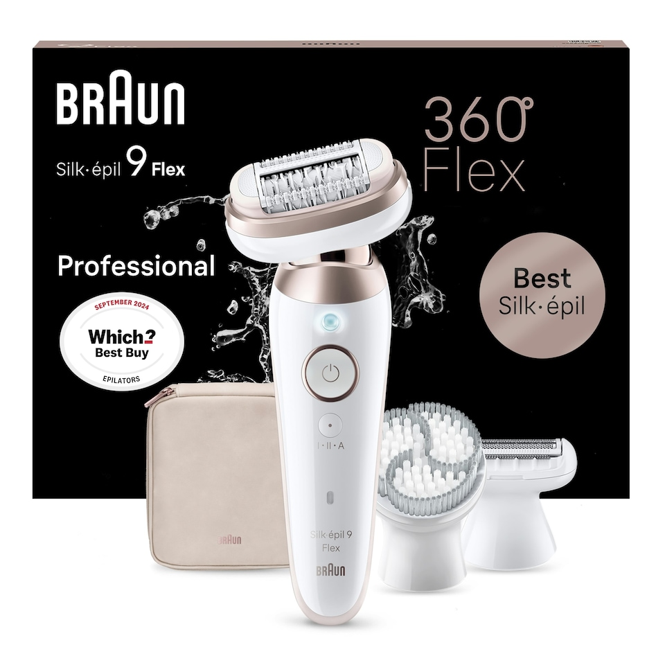 image 1 of Braun Silk-épil 9 Flex, Epilator For Easy Hair Removal, 9-060 3D, White/Rose Titan