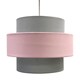 image 3 of Pink and Grey Two Tier Light Shade | Grey | Grey cotton with pink cotton detail | 1
