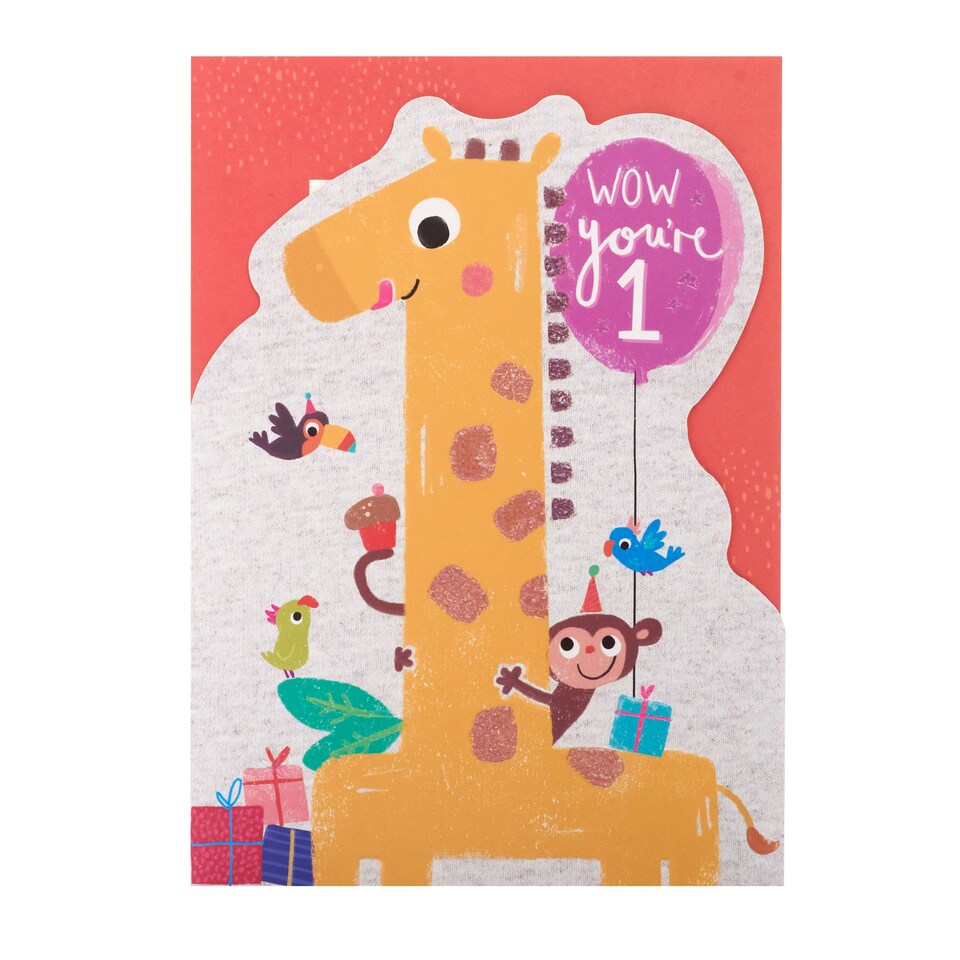 image 1 of 1st Birthday Card - Age 1 Fun Giraffe