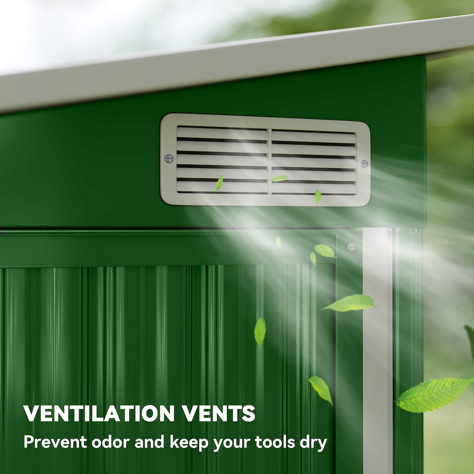 image 1 of Outsunny Outdoor Storage Shed, 7.5 x 4.3ft Metal Garden Shed | Green
