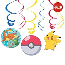 Pokemon Swirl Hanging Decoration (Pack of 6) - Blue/Red/Yellow - One Size